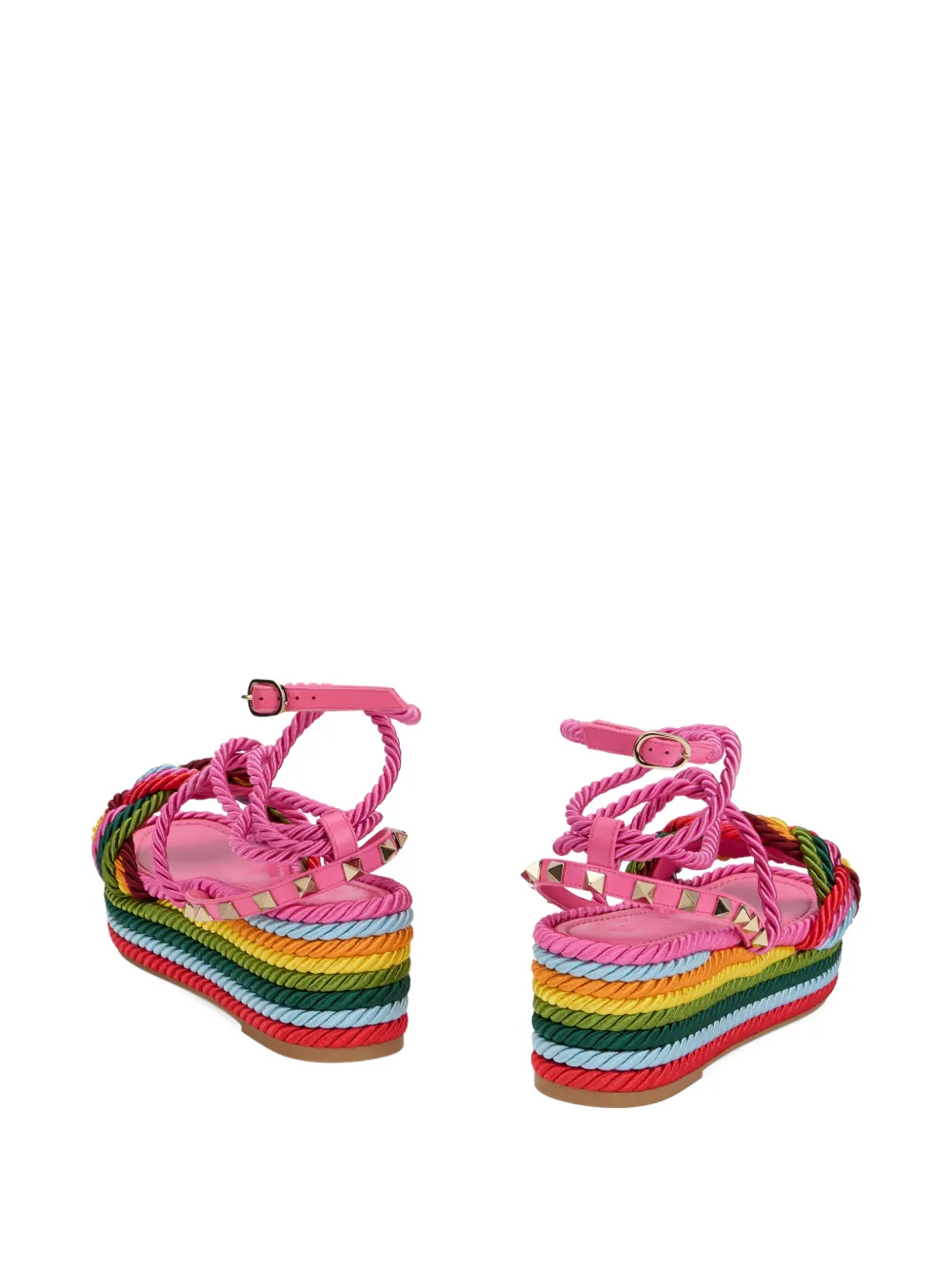 Valentino Garavani rope-detail platform sandals Roze