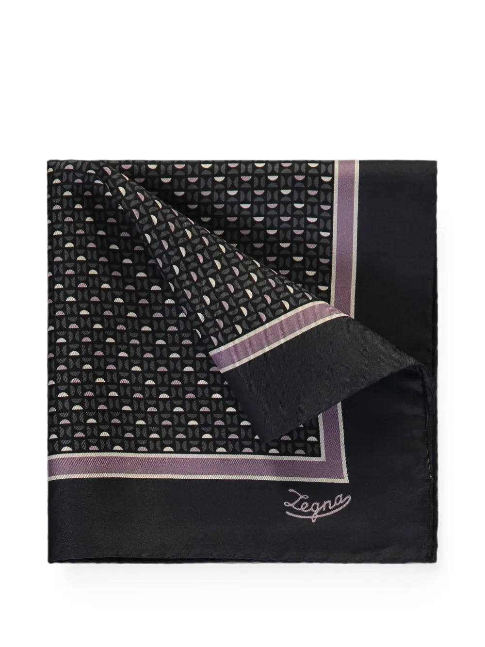 Zegna geometric-print silk pocket square - Nero