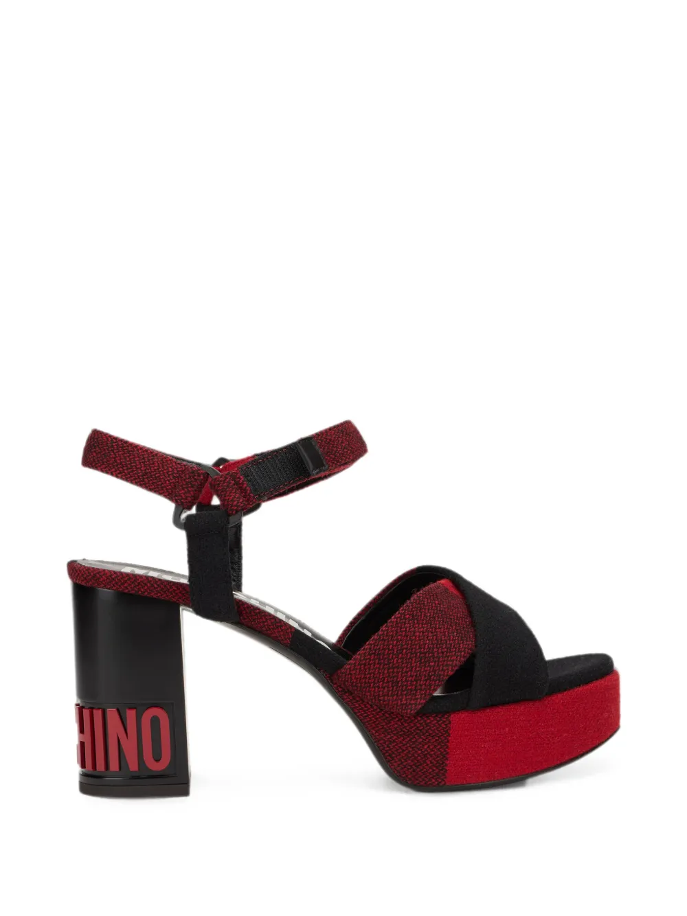 Moschino check-pattern logo-detail sandals - Rot
