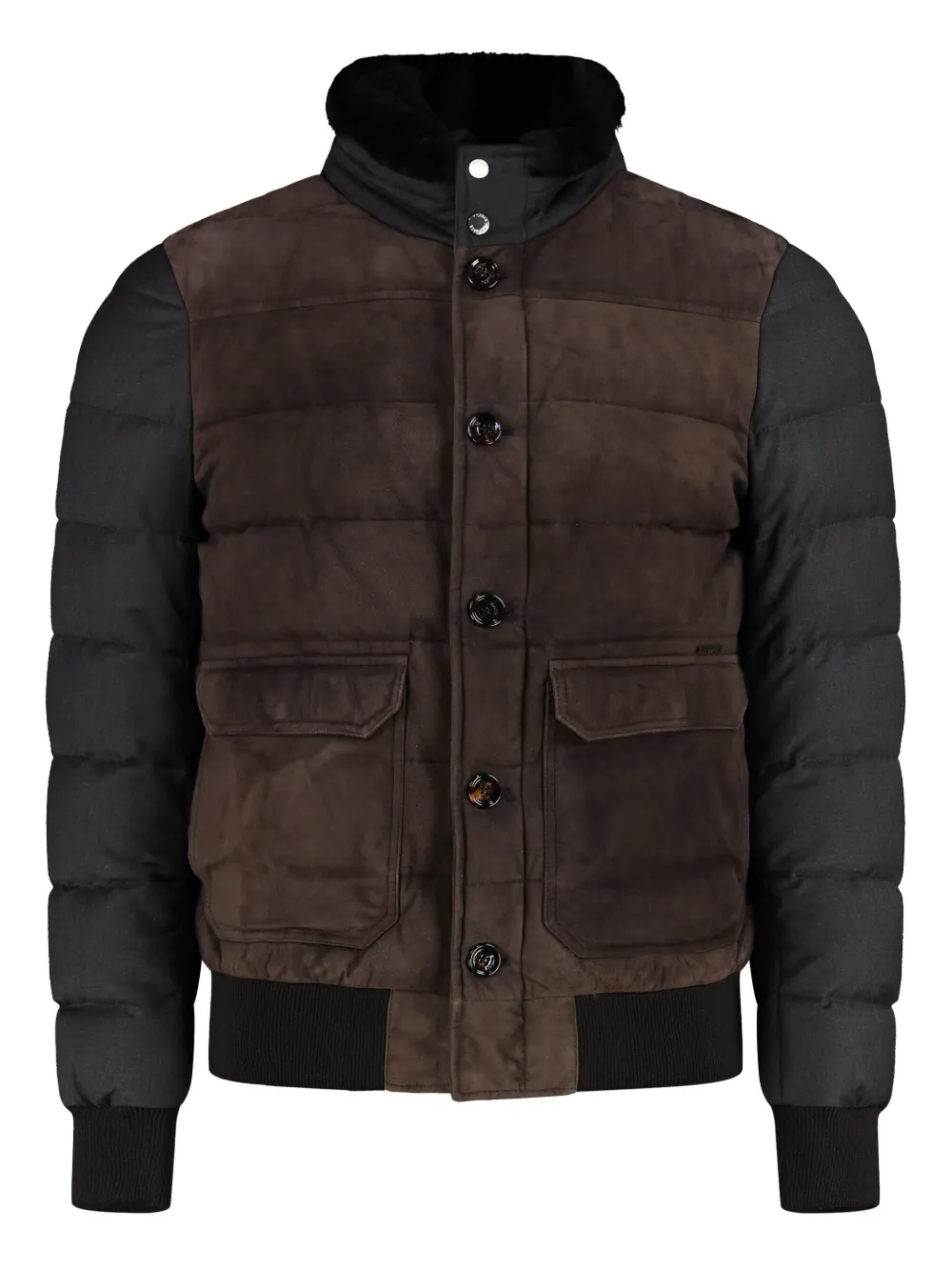 Moorer Padded Bomber Jacket In Brown