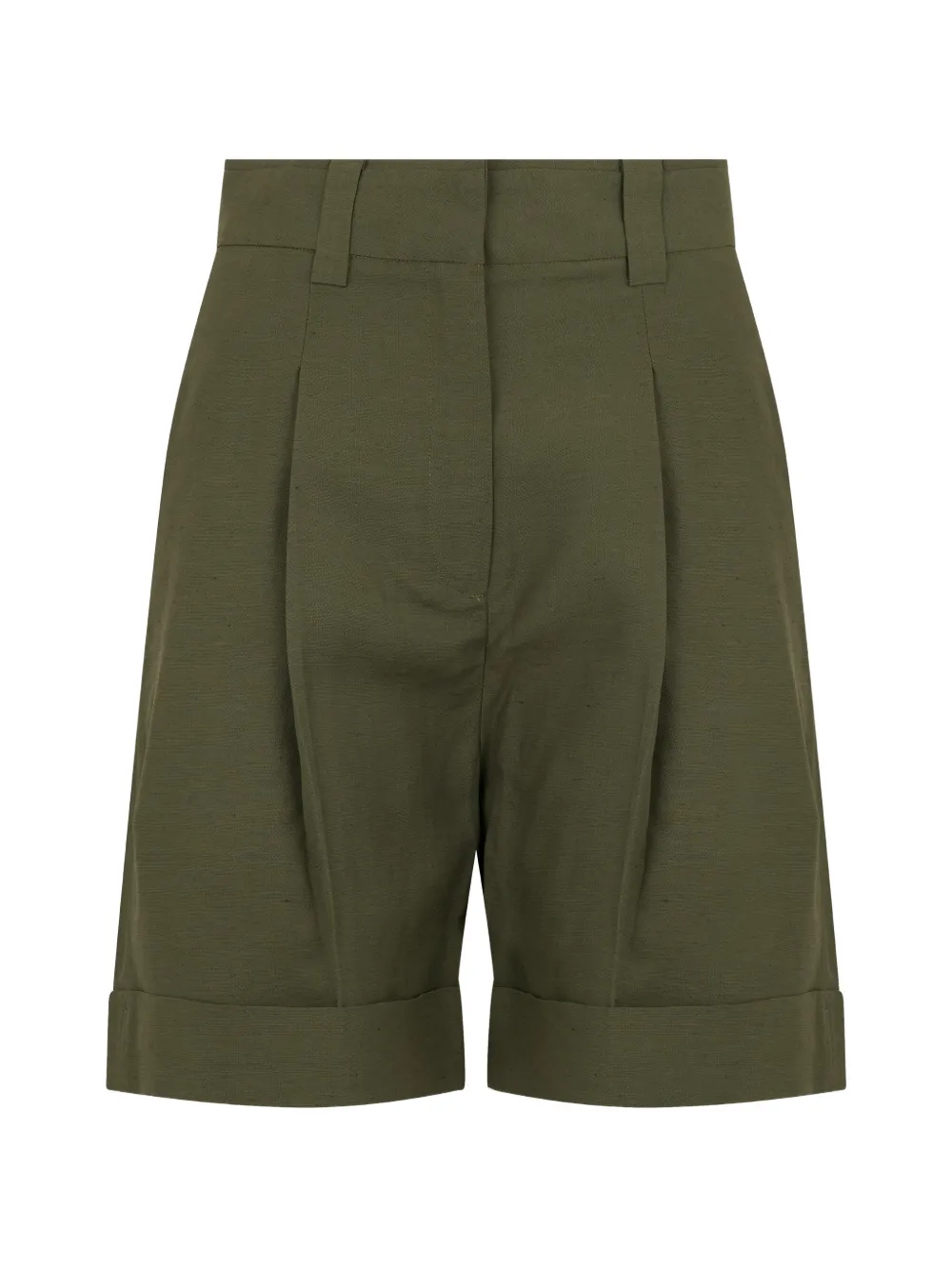 Moorer pleated turn-up shorts - Green
