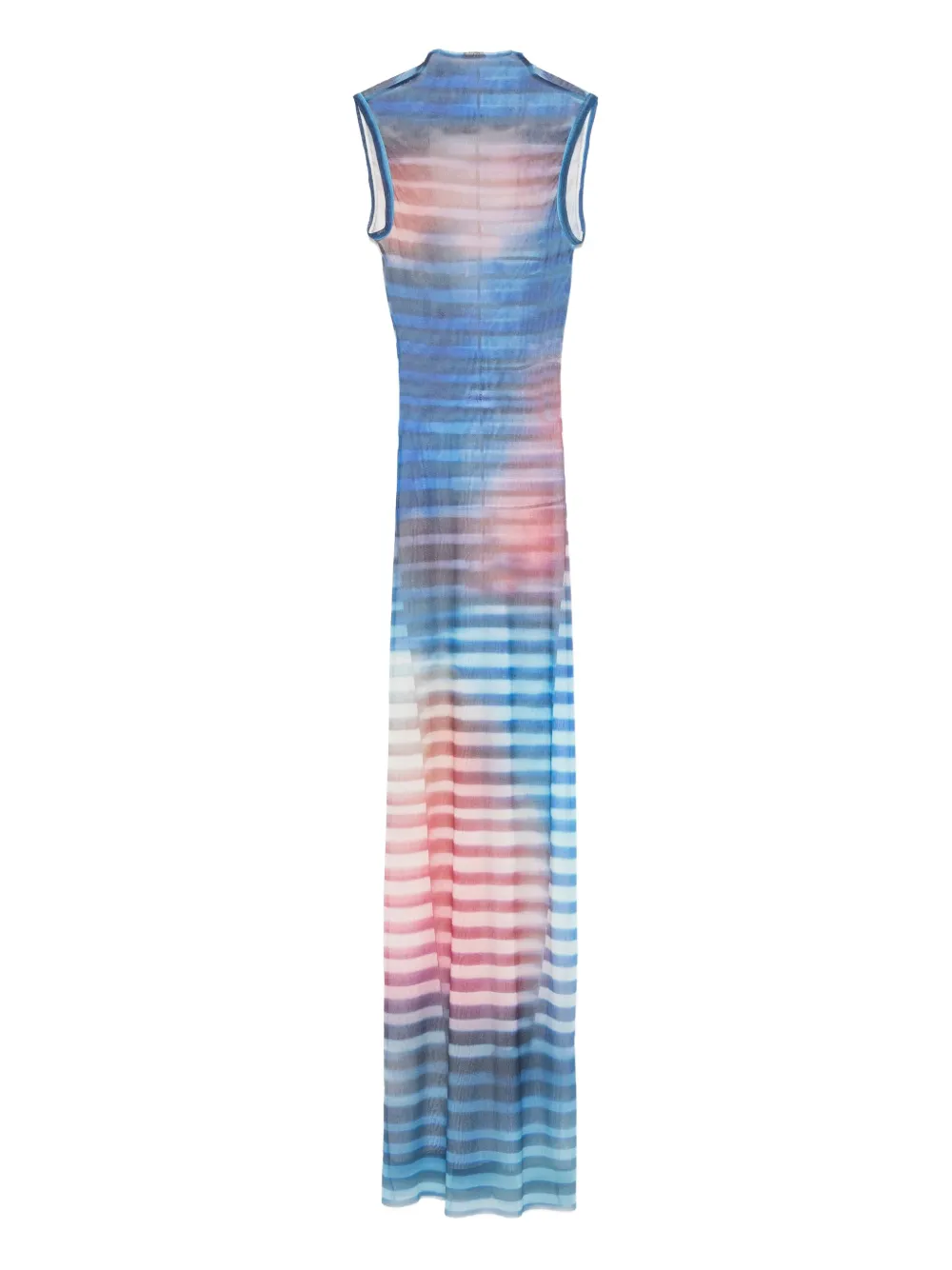 Jean Paul Gaultier Long Striped Dress High Neckline In Blue