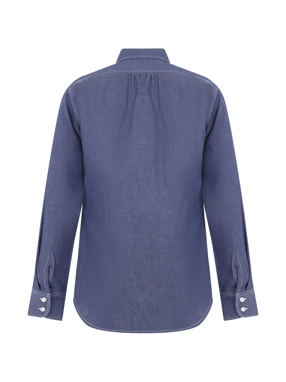 Moorer contrast-stitch chest-pocket shirt Blauw