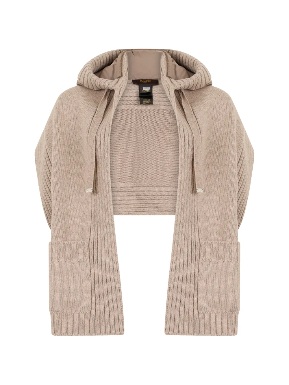 Moorer Luisia-Cwh hooded ribbed-knit scarf - Neutrals
