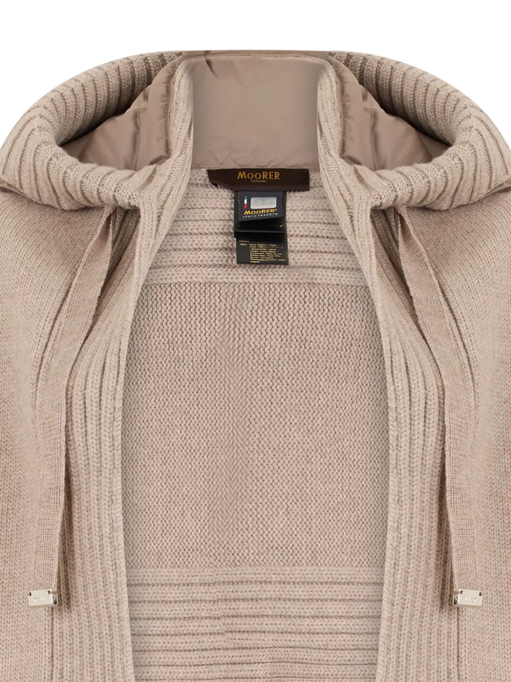 Moorer Luisia-Cwh hooded ribbed-knit scarf Beige