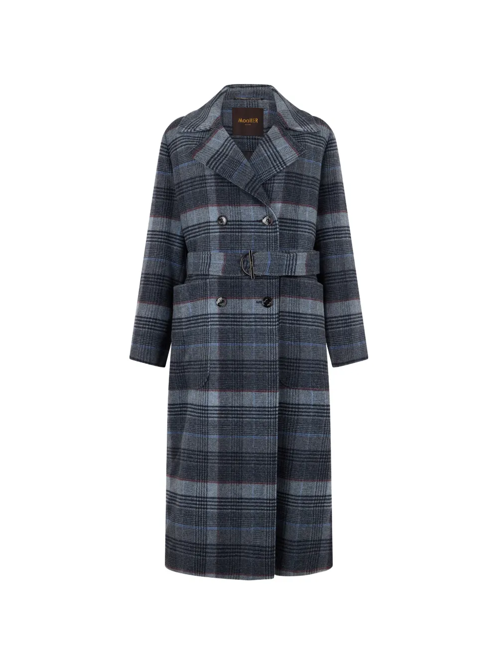 Moorer Malaika-Ach check belted coat - Gris Moorer Malaika-Ach check belted coat - Gris