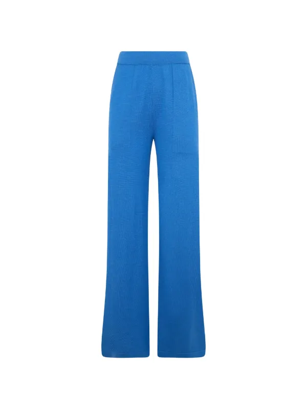 Moorer Matilde Fine-knit Wide-leg Trousers in Blue