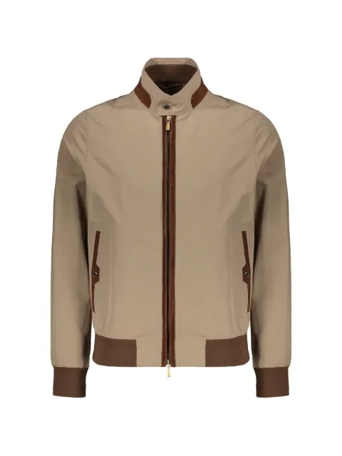 Moorer suede-trim zip-up jacket