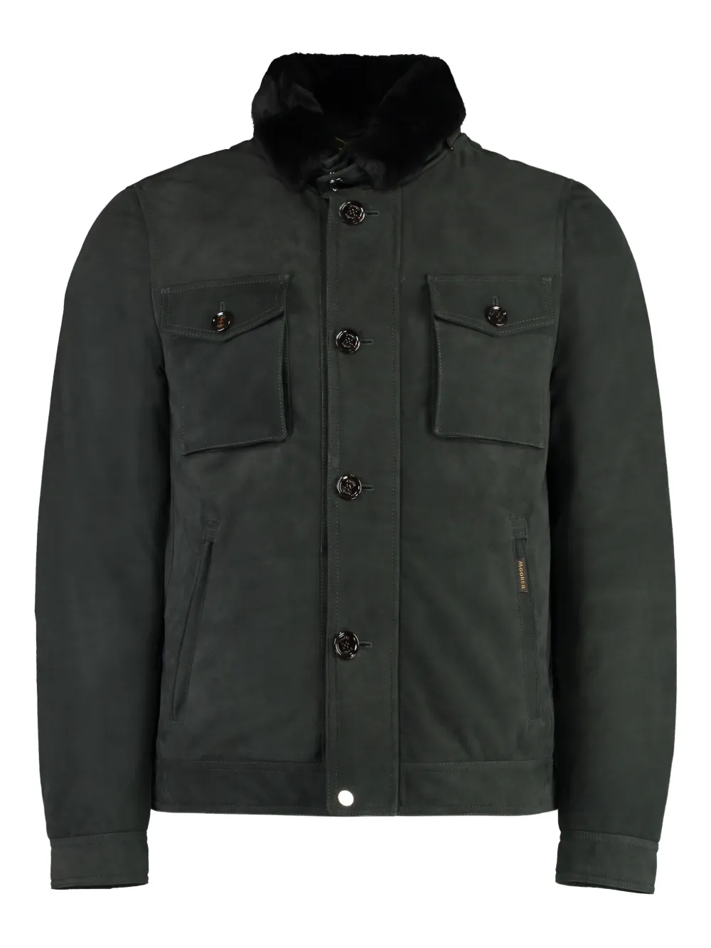 Moorer fur-collar buttoned jacket Groen