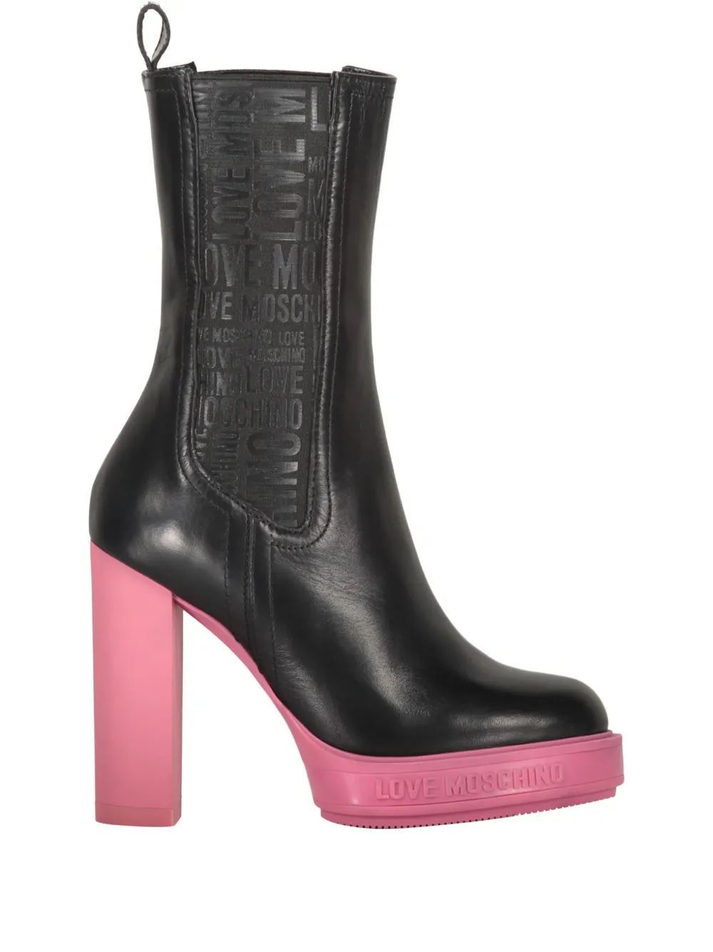 Love Moschino logo-embossed block-heel boots Black