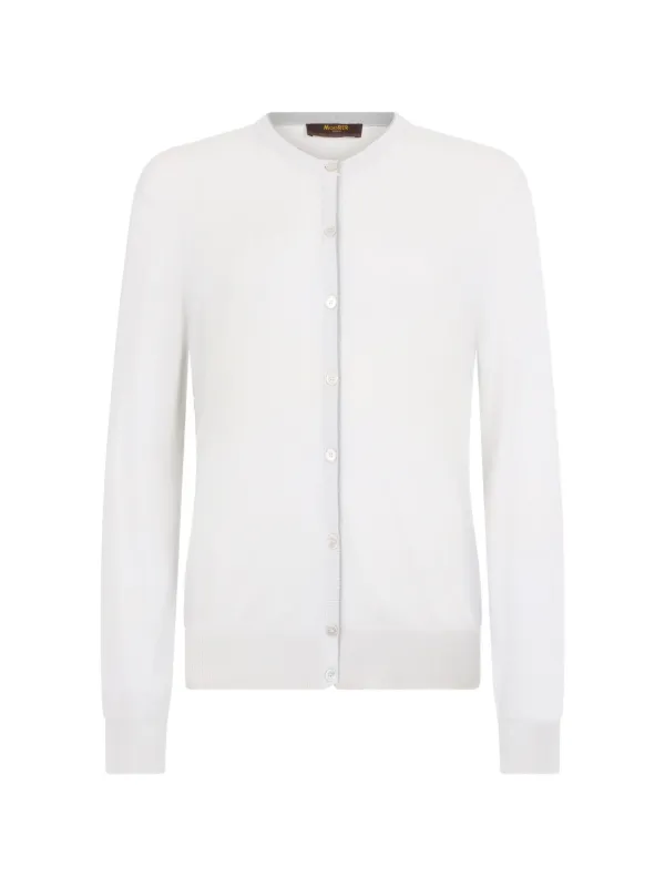 Moorer Button Cardigan in White