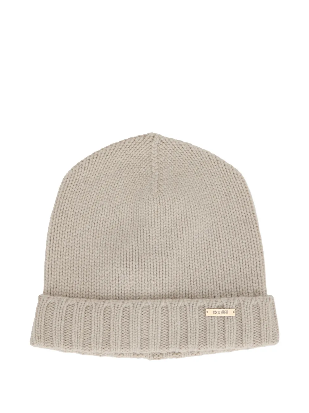 Moorer logo-plaque knitted beanie hat - Toni neutri