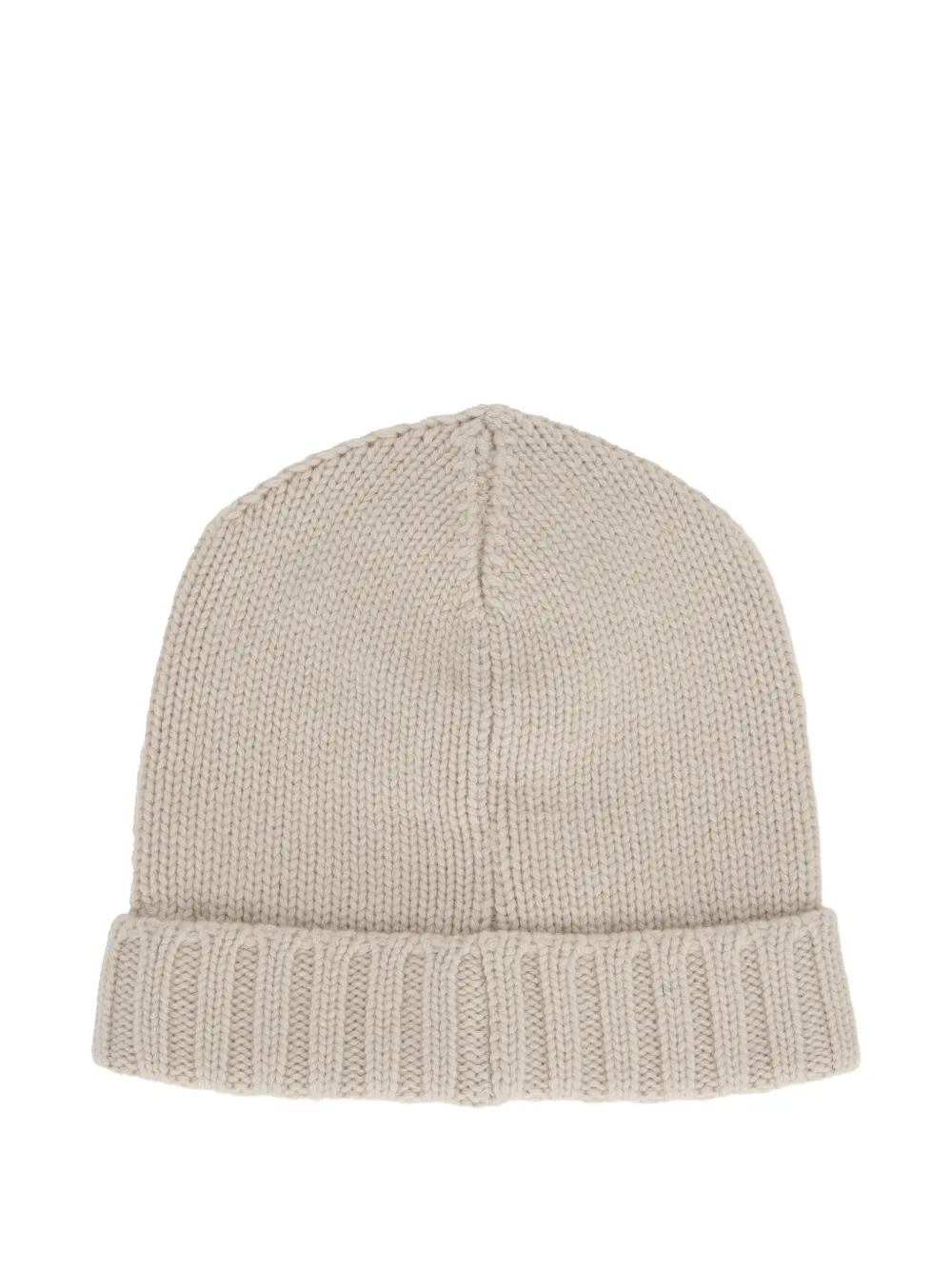 Moorer logo-plaque knitted beanie hat Beige