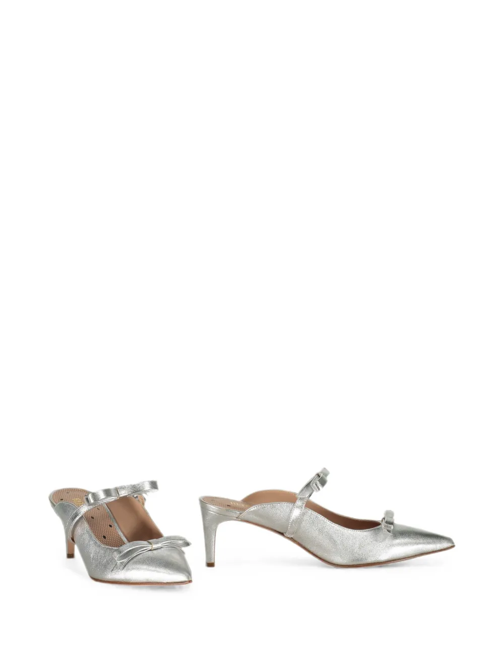 RED(V) bow-detail pointed-toe mules Zilver