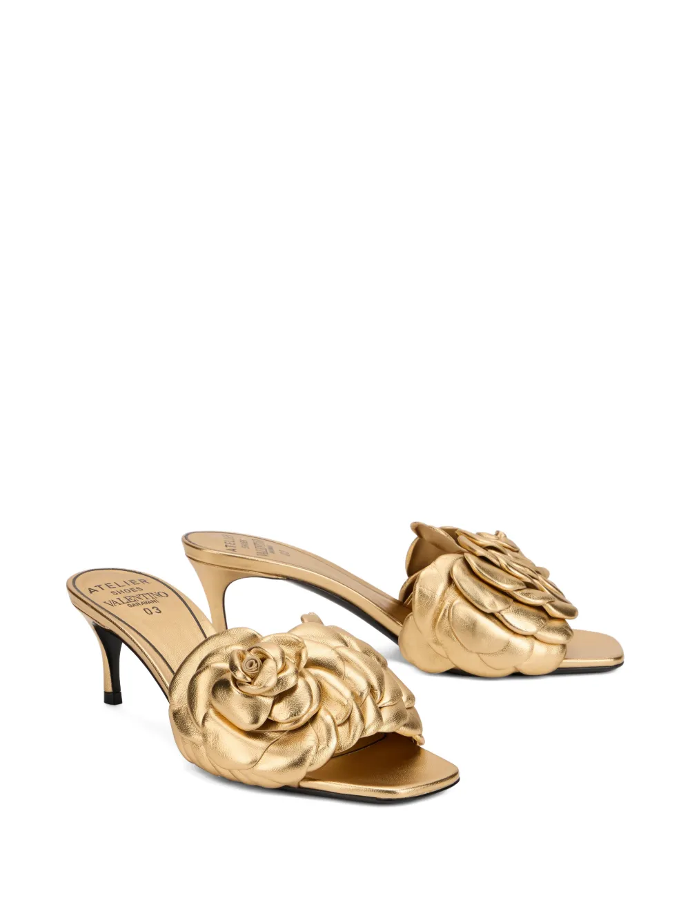 Valentino Garavani flower heeled sandals Goud