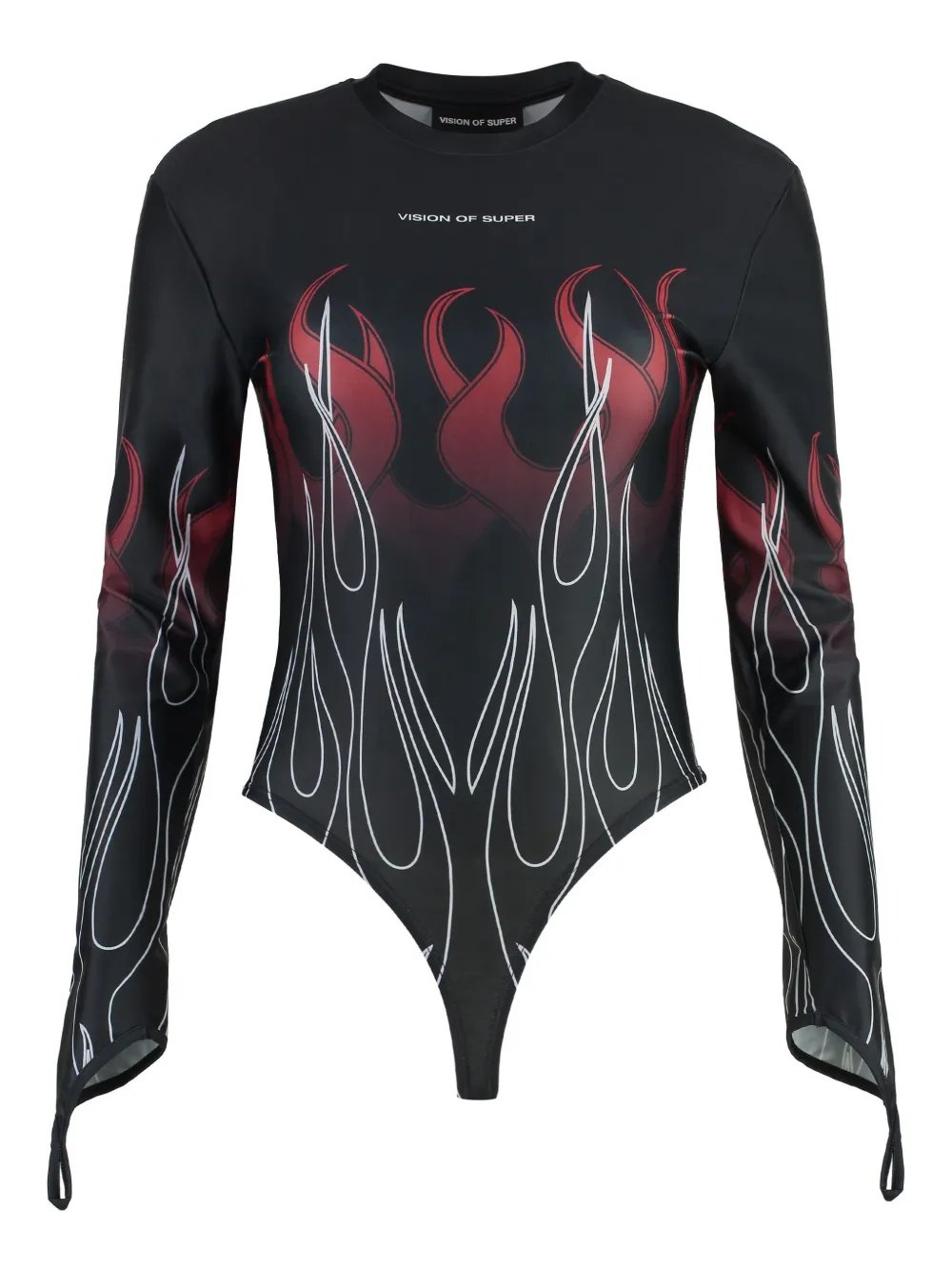 flame-print bodysuit