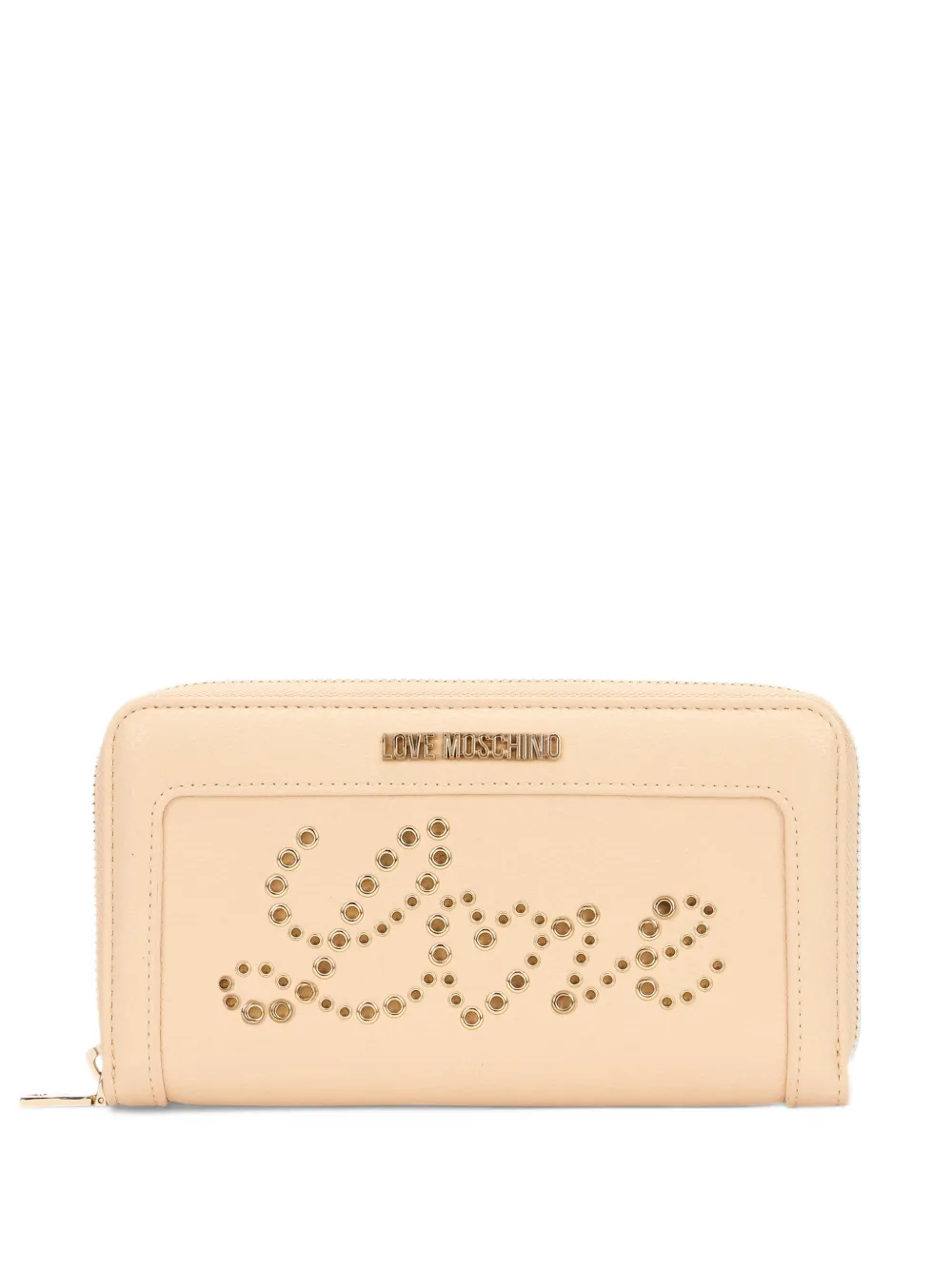 Moschino eyelet-embellished logo-plaque wallet - Toni neutri
