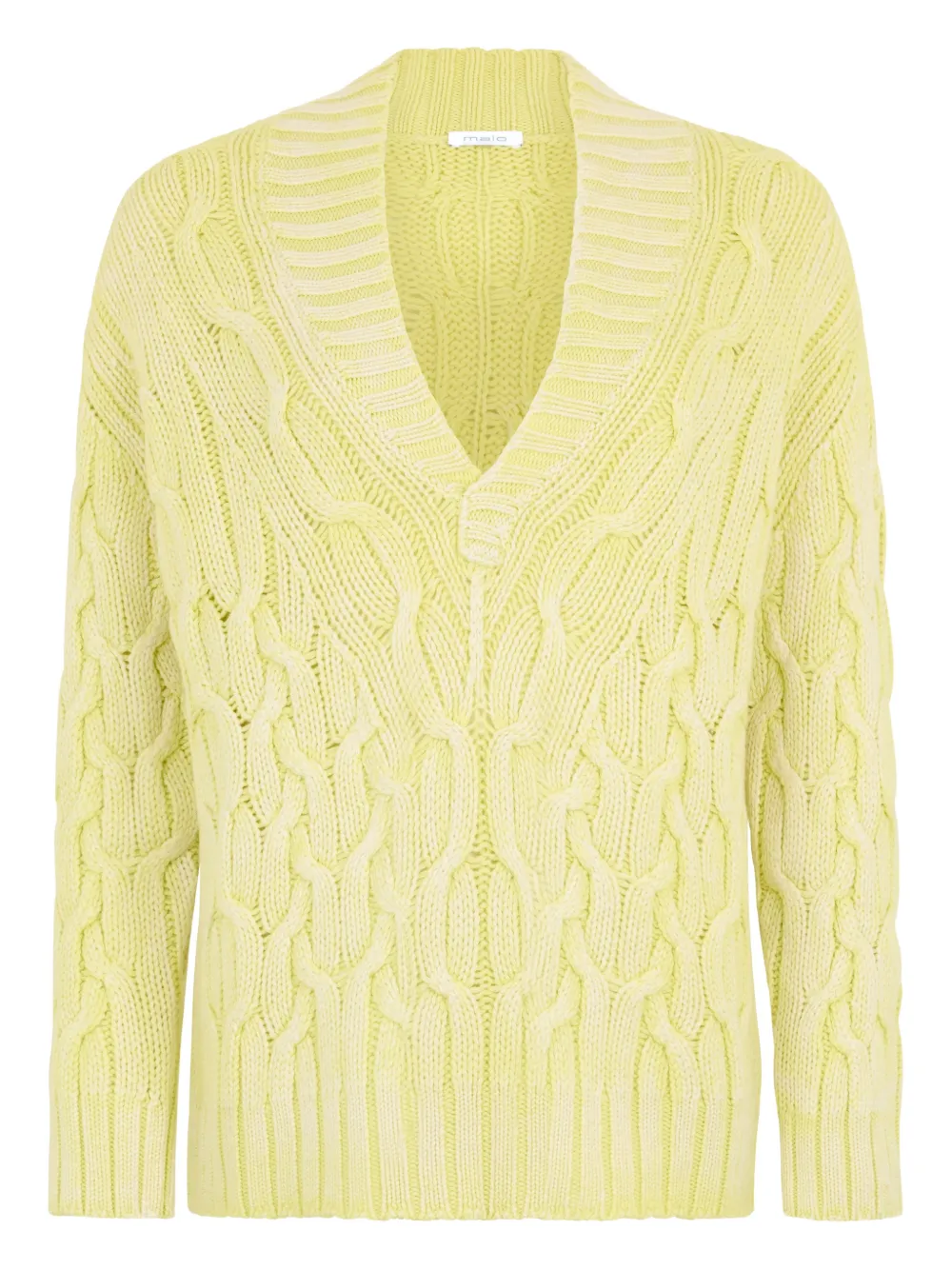 Malo cable-knit V-neck sweater - Yellow