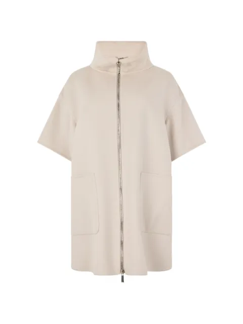 Moorer short-sleeve high-neck oversized coat