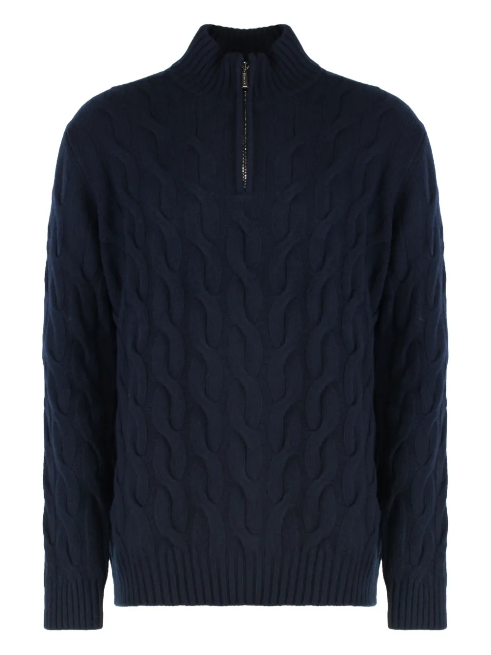 Moorer Cable-knit Half-zip Sweater In Blue