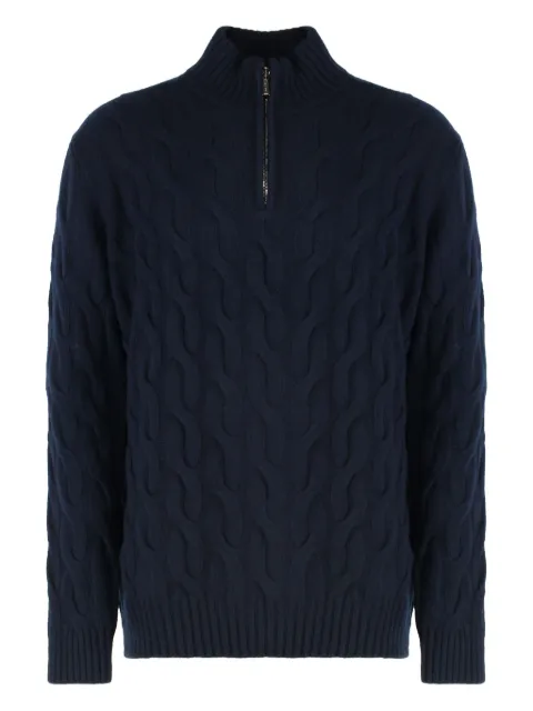 Moorer cable-knit half-zip sweater