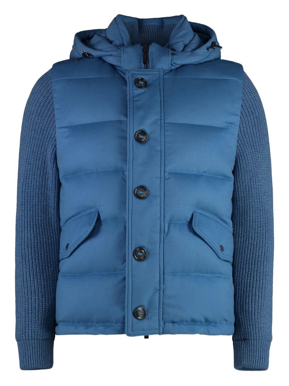 Moorer Foscolo hooded knitted-sleeve puffer jacket Blauw