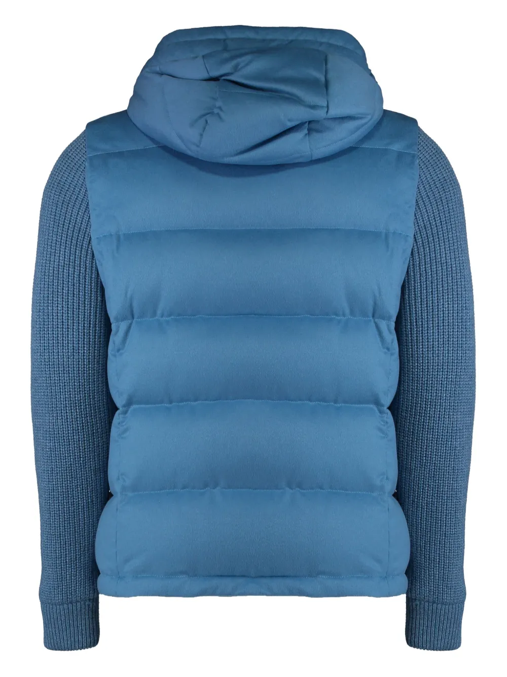 Moorer Foscolo hooded knitted-sleeve puffer jacket Blauw