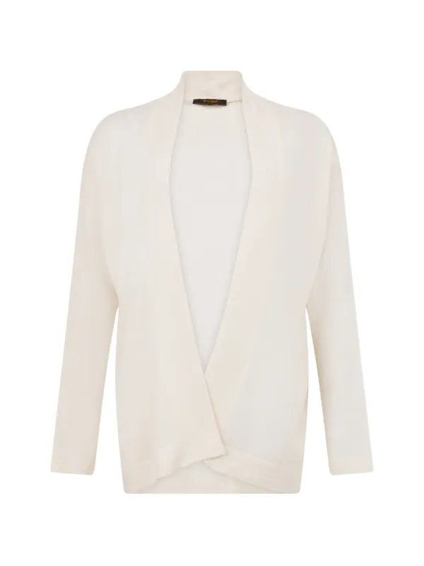 Moorer Fine-knit Open-front Sweater in Neutrals