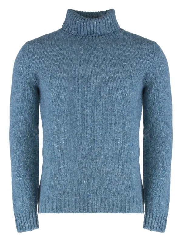 Moorer Turtleneck Ribbed Sweater in Blue