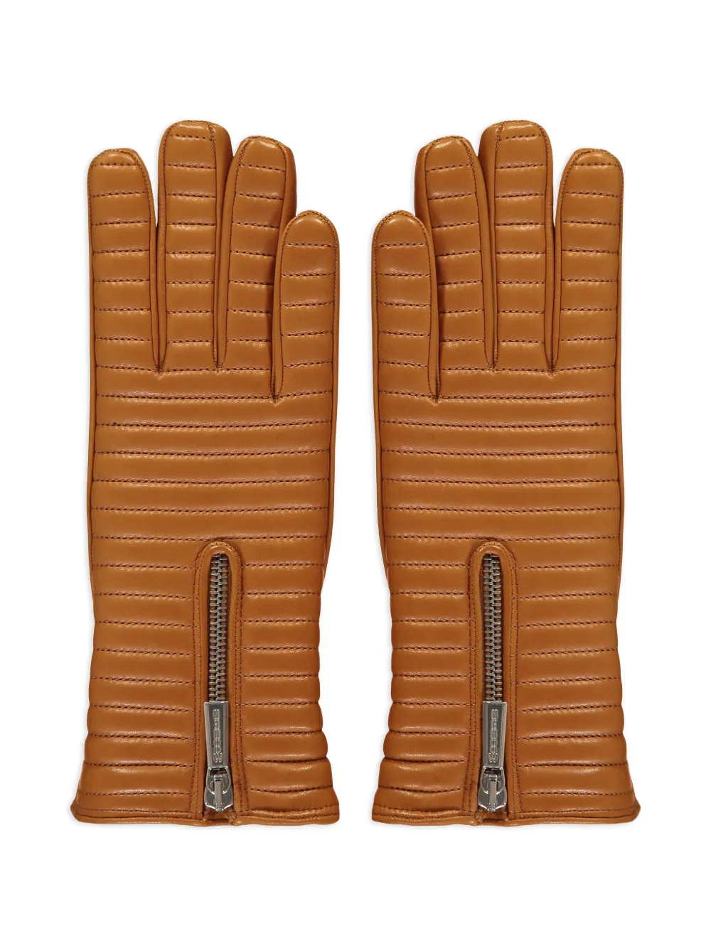 Moorer quilted zip gloves - Marrone
