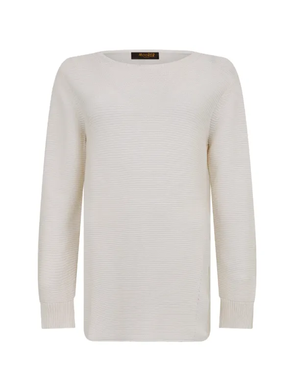 Moorer Ribbed-knit Sweater in White
