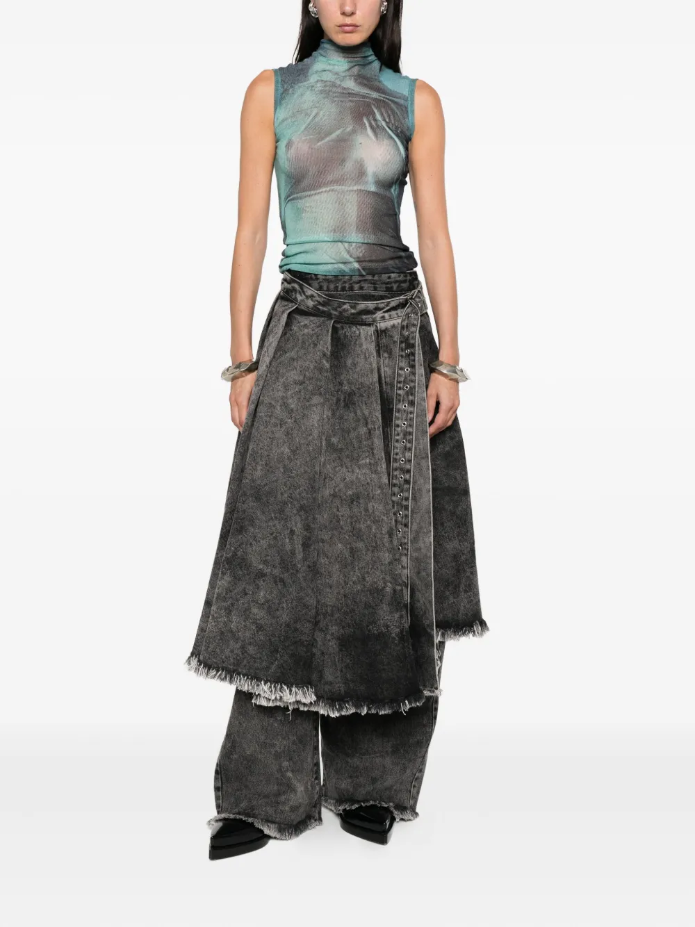 Jean Paul Gaultier Graphic-print High-neck Tank Top In Blue