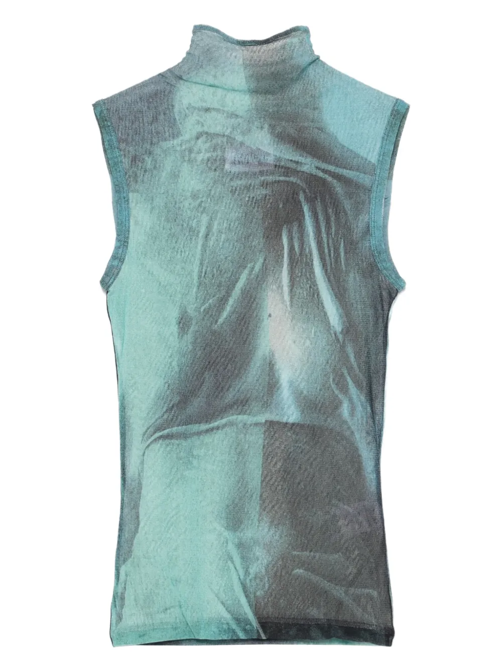Jean Paul Gaultier graphic-print high-neck tank top Blauw