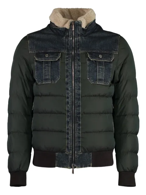 Moorer chamarra bomber con paneles de mezclilla