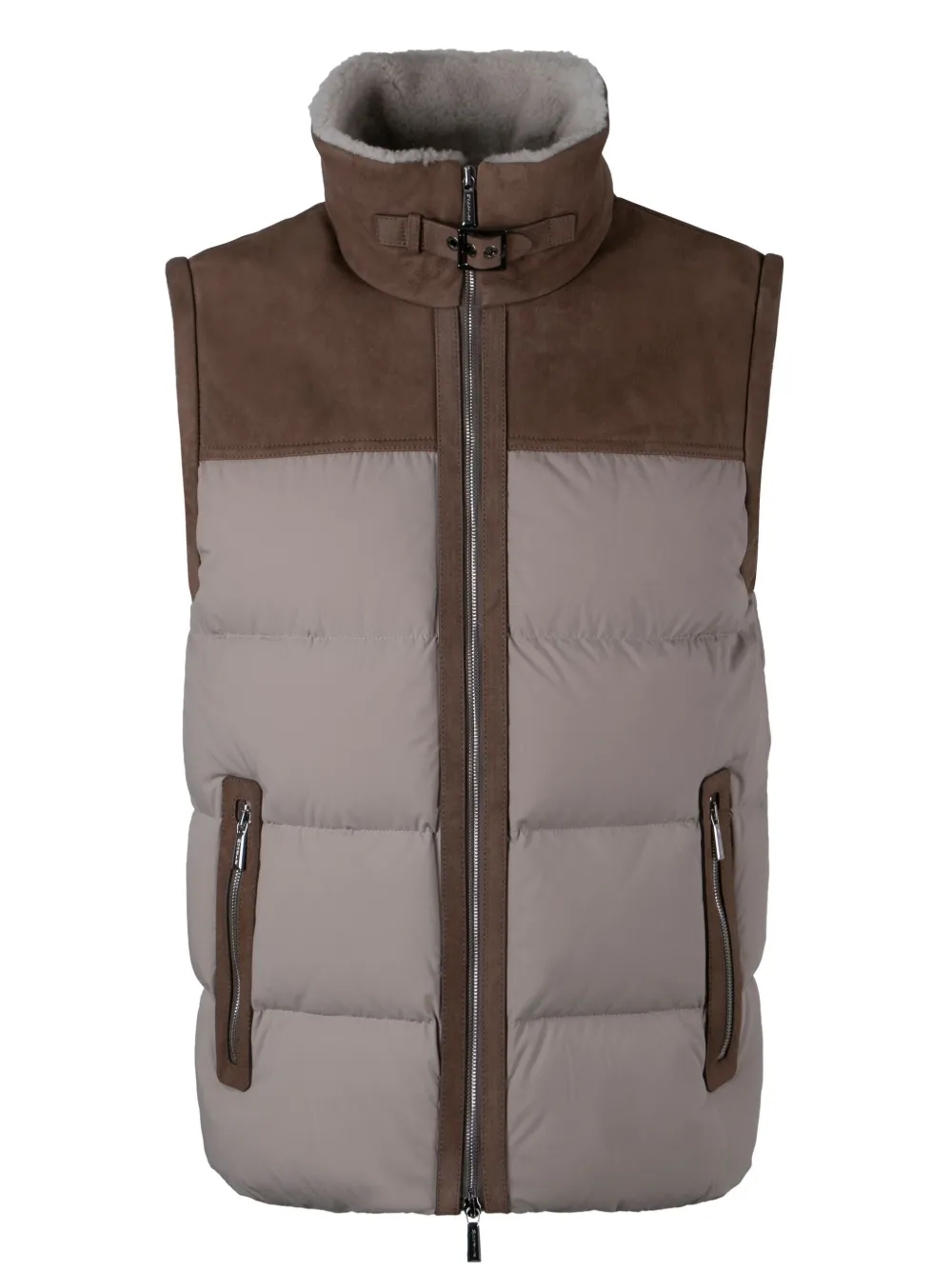 Moorer Imer Full Zip Down Vest In Neutrals