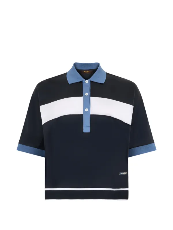 Moorer Striped Polo Shirt in Blue
