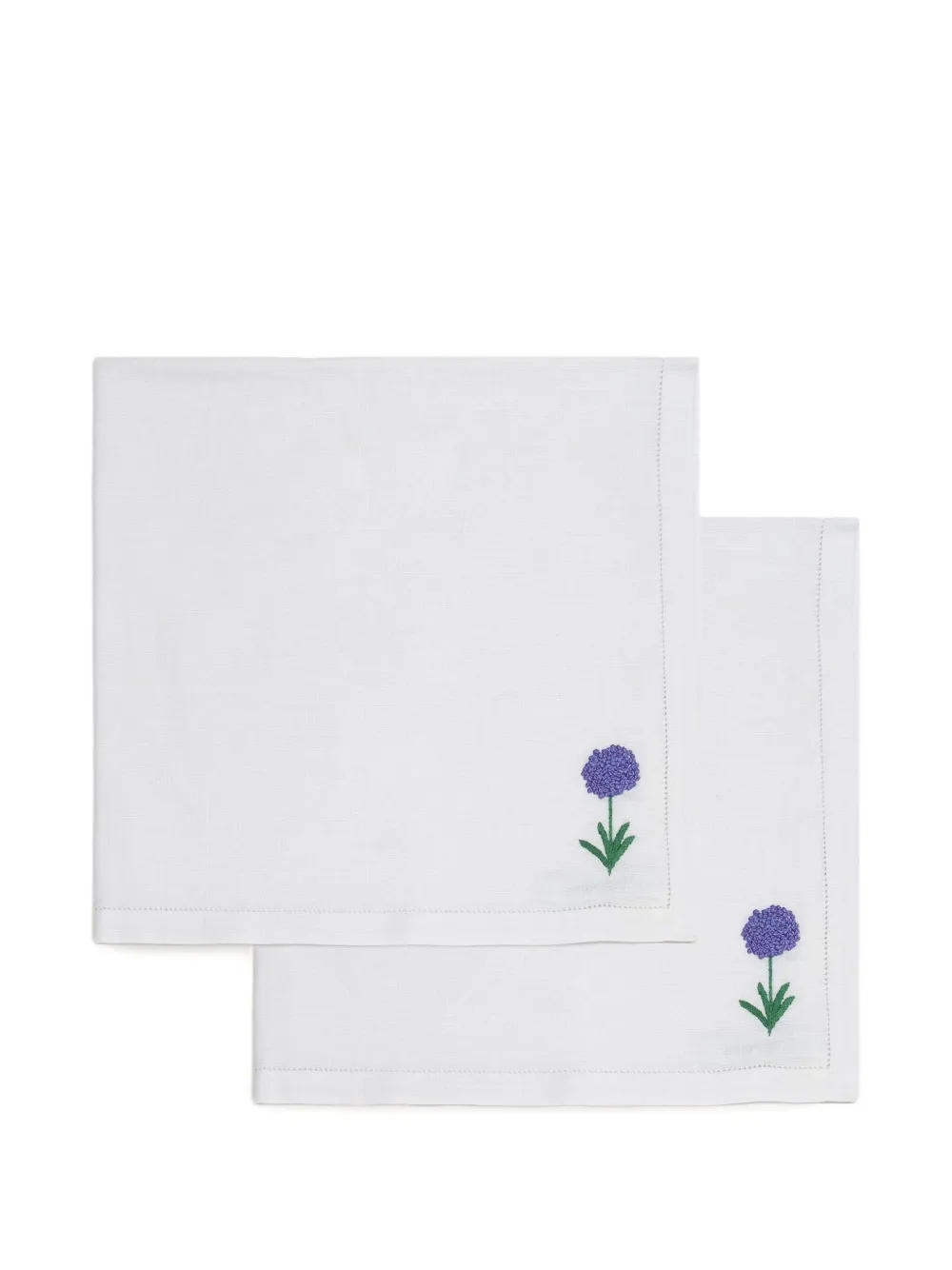 Gohar World lot de deux serviettes de table brodées | blanc | Image 1