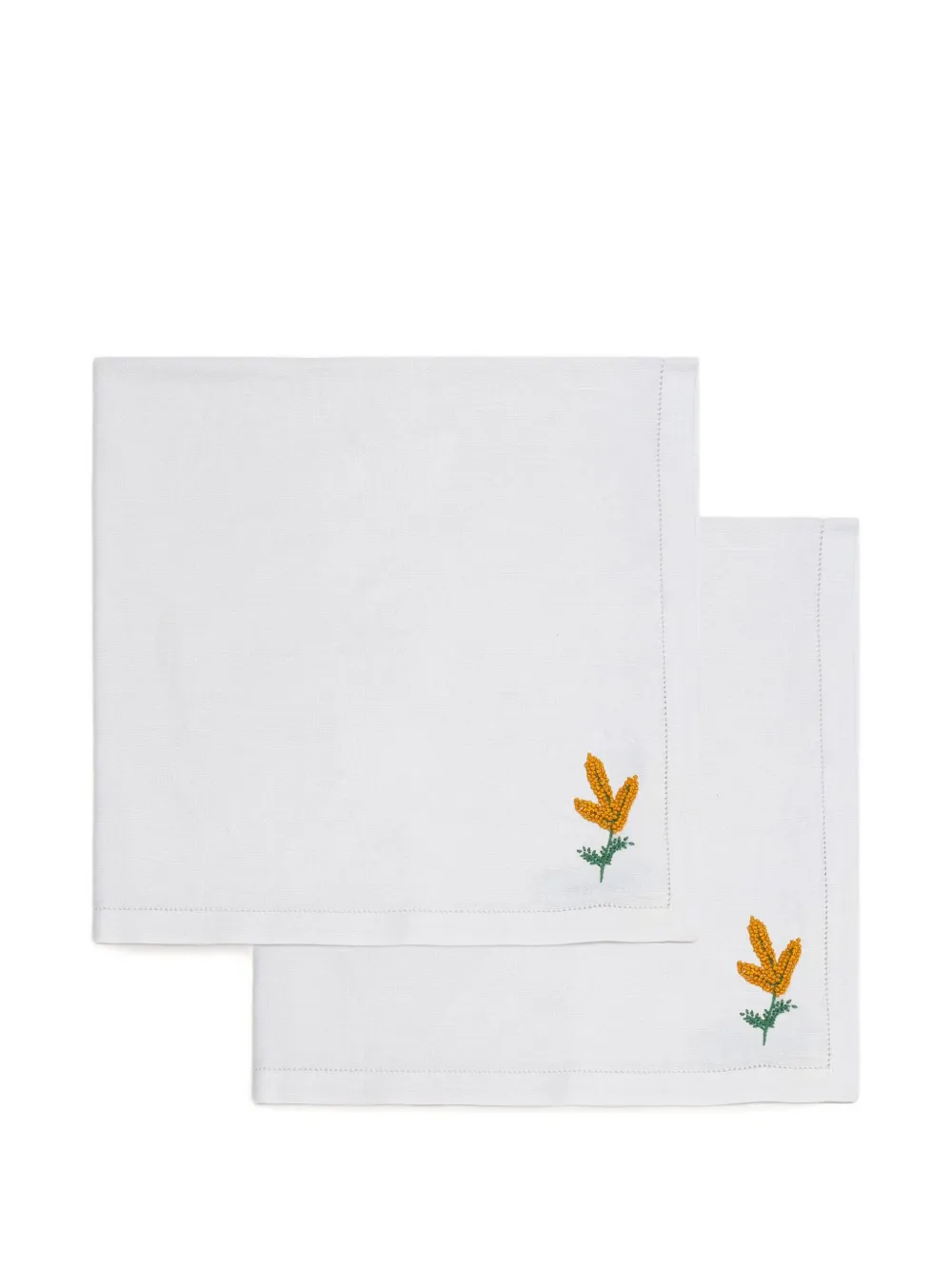 Gohar World lot de deux serviettes de table brodées | blanc | Image 1