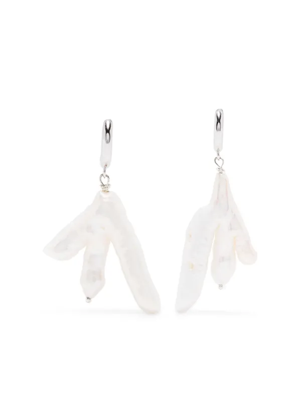 Gohar World Chicken Foot Pearl Earrings in Silver