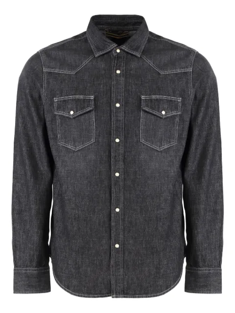 Moorer denim flap-pocket shirt