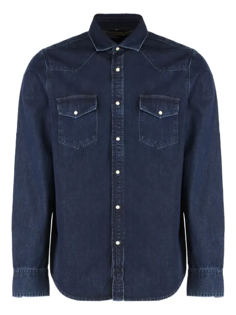 Moorer camisa de mezclilla con bolsillos y solapa