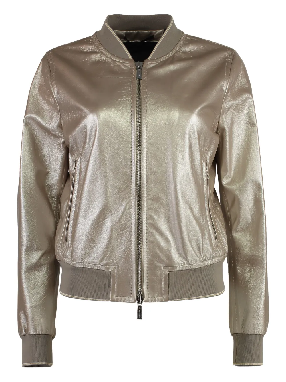 Moorer metallic-effect leather bomber jacket Grijs