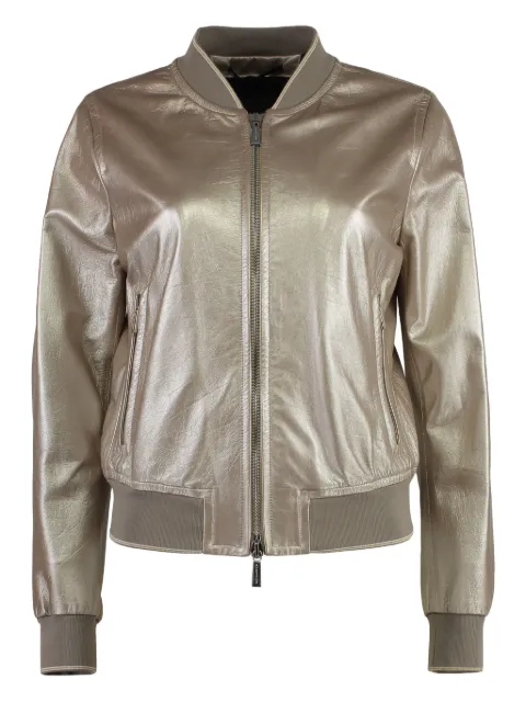 Moorer metallic-effect leather bomber jacket