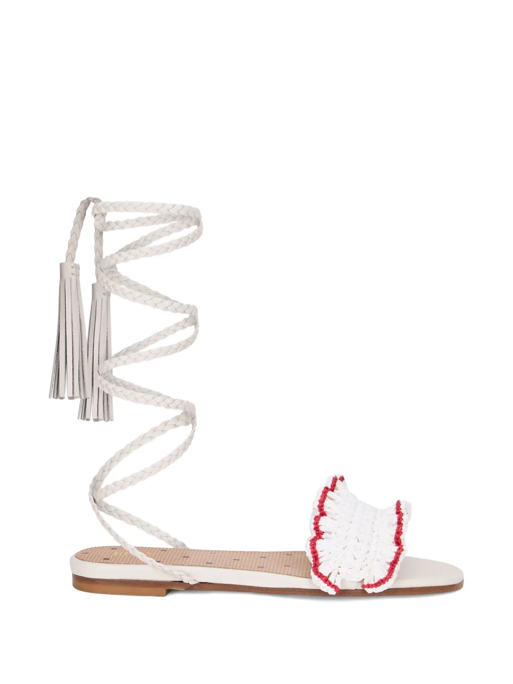 RED(V) ruffled-strap sandals - Bianco