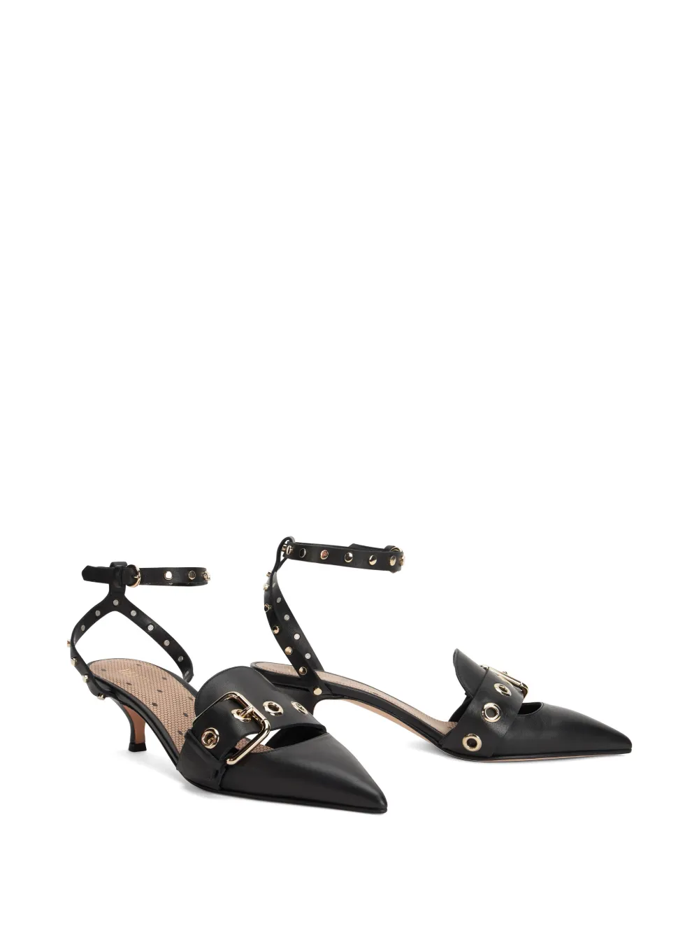 Valentino Garavani Pumps met gesp met studs Zwart
