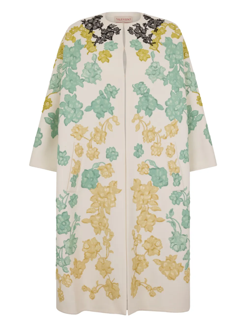 Valentino Garavani floral-embroidered coat - Toni neutri