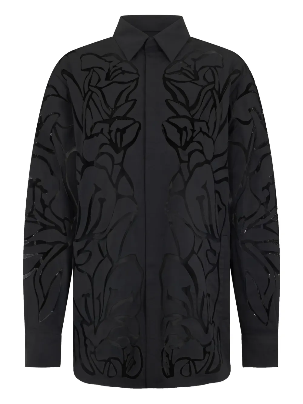 Valentino Garavani floral cut-out shirt jacket - Schwarz