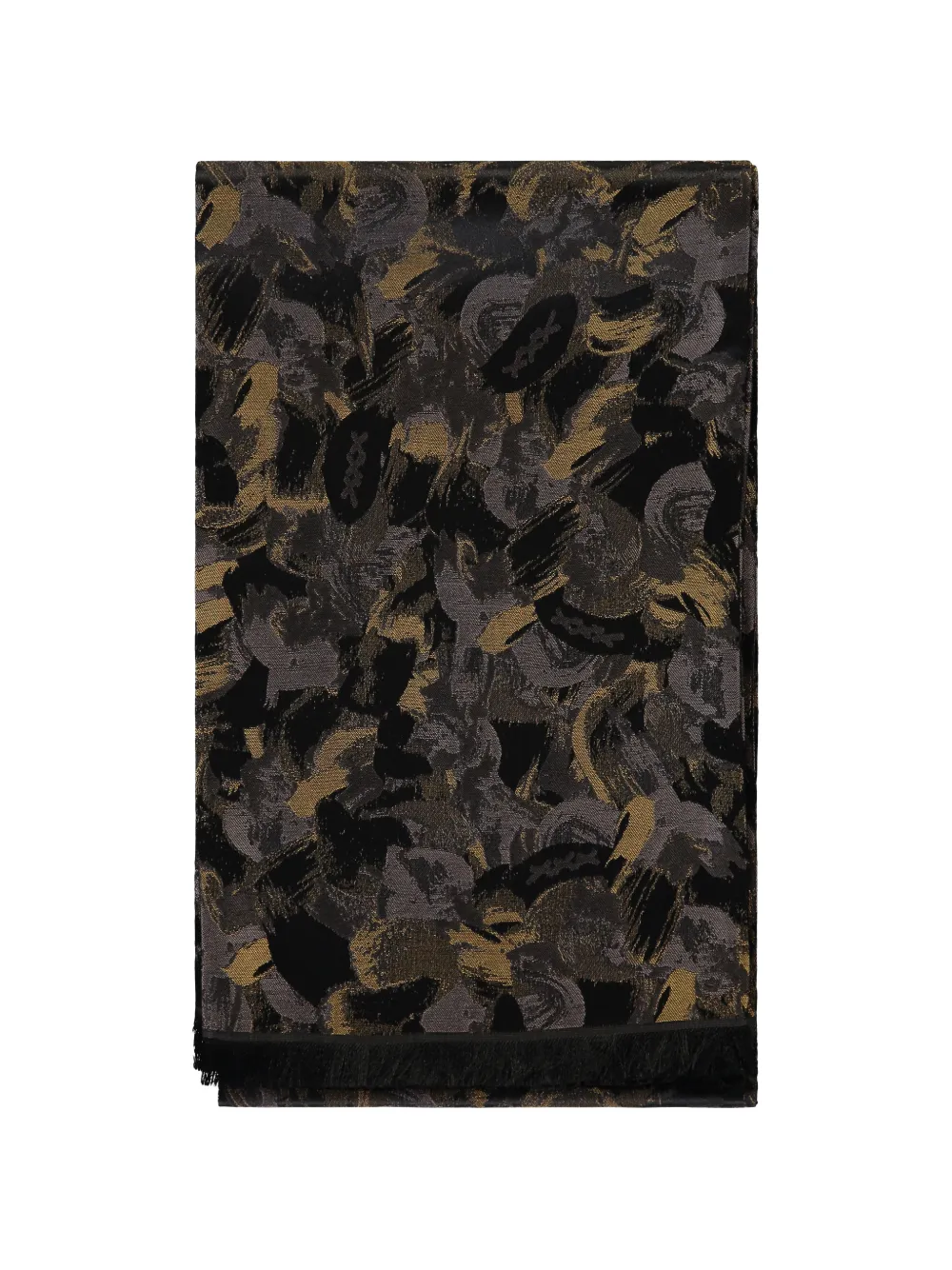 Zegna Sjaal met abstracte print en franje Zwart