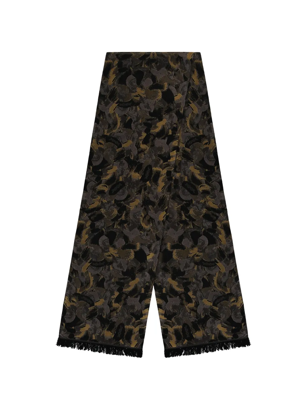 Zegna Sjaal met abstracte print en franje Zwart