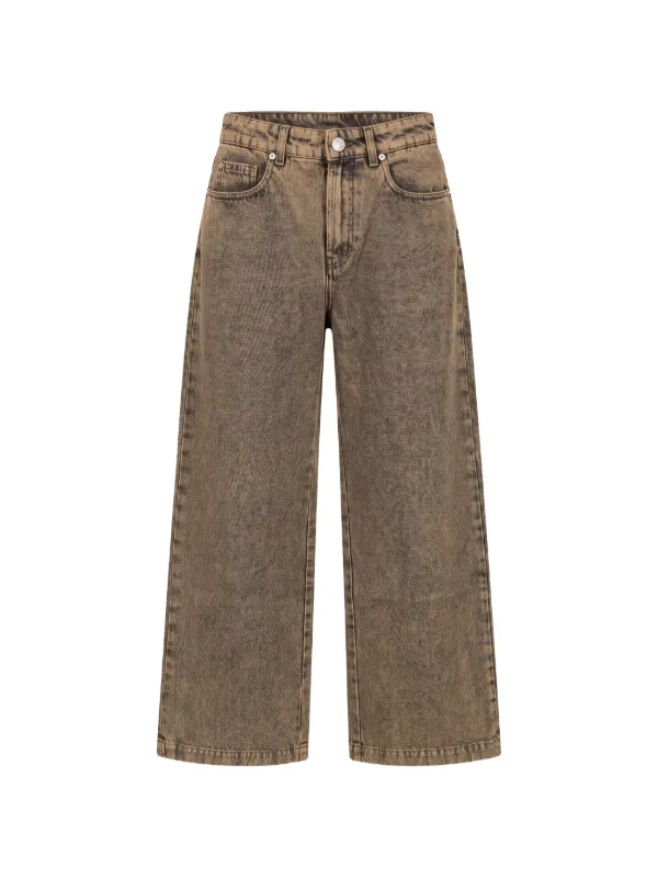 Moorer Acid-wash Wide-leg Jeans in Neutrals